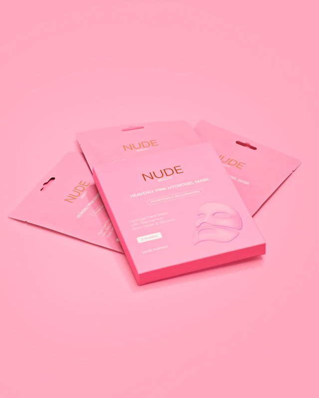 Nude Beauty Heavenly Pink Hydrogel Mask med embalasje liggende